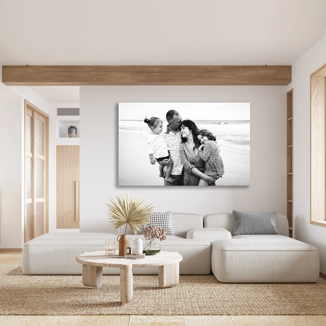 RapidStudio canvas prints elegantly displayed in a living room setting, enhancing the decor with personalised artwork that adds character and style to the space.