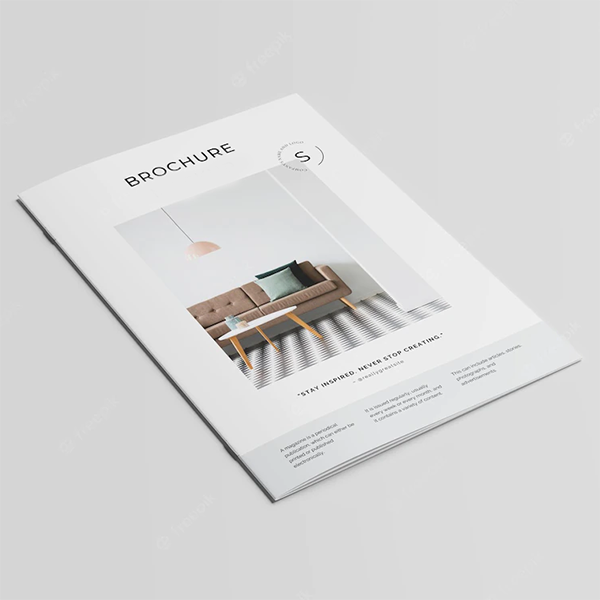 Softcover photobook with a minimalist design, featuring a modern living room image on the cover. An inexpensive photo book, cheep enough to create copies to share .