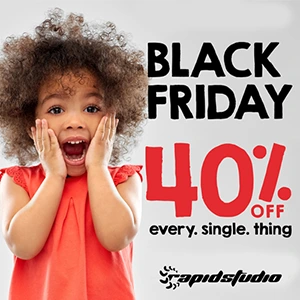 Dynamic image highlighting a massive 40% off everything for one day only on Black Friday. Bold, attention-grabbing text emphasises the unbeatable discount, urging customers to take advantage of this limited-time offer on all products. Don’t miss out on the biggest savings of the year.