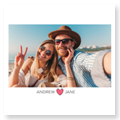 Personalised photo book cover featuring a couple posing happily together, with the names 'Andrew' and 'Jane' and a heart symbol between them. Ideal for gifts for men, Christmas gift ideas, Valentine's Day gift ideas, and personalised gifts in South Africa.