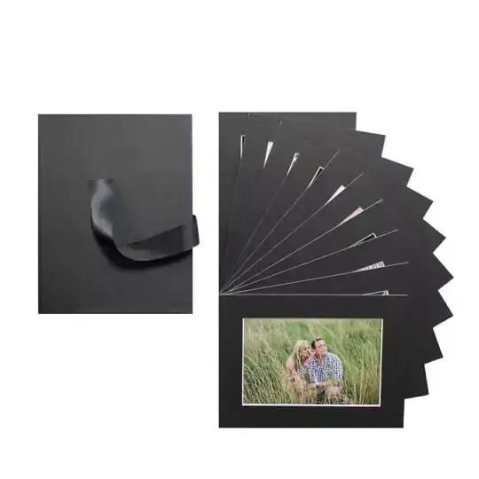 Elegant black photo album with a ribbon closure, featuring a unique fan-style layout displaying multiple photo slots. Ideal for personalised gifts, this album is perfect for occasions such as Christmas, Valentine's Day, or as a thoughtful gift for men, dads, or boyfriends.