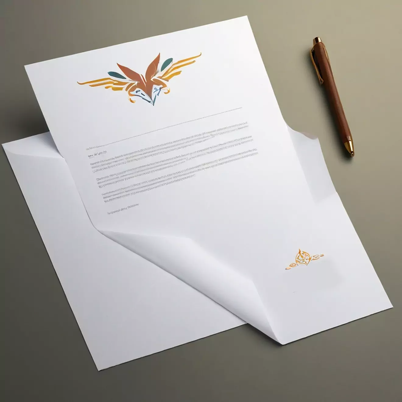 A preview of an A4-sized personalised letterhead featuring a colourful artistic sketch in the top right corner, with the text "Jana's Creative Sketching" prominently displayed. The letterhead is placed on a wooden desk alongside a potted plant, a pen, a cup of coffee, and additional sheets of paper. Ideal for creative professionals and personalised stationery gifts.